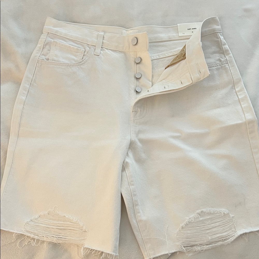 Easy James White Button-Fly Jeans